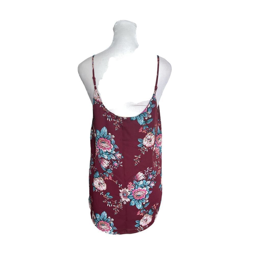 Pink Republic Maroon Floral Swing Tank Top Size Medium‎ - Picture 2 of 5